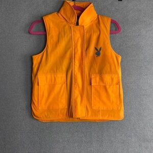 Playboy Y2K glitter bunny logo sleeveless orange vests size S